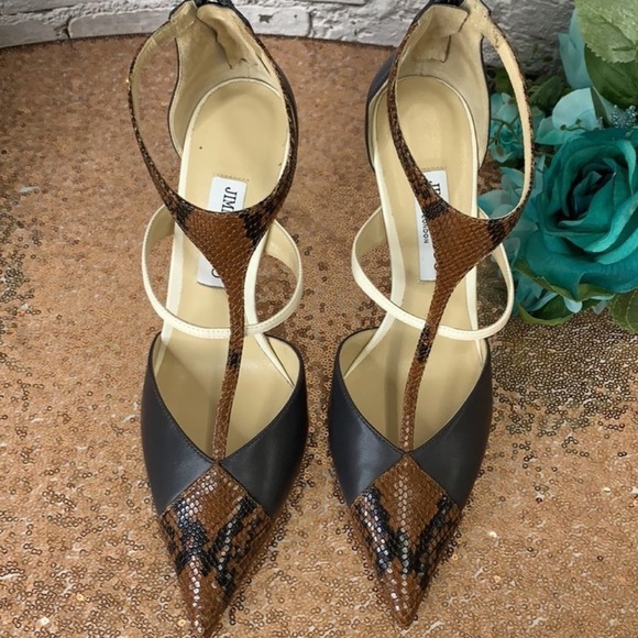 Jimmy Choo Women's Saoni 100 T Strap Pointed Toe Pumps 40 - Picture 2 of 5